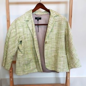 Green tweed chanel-style Talbots 1 button blazer